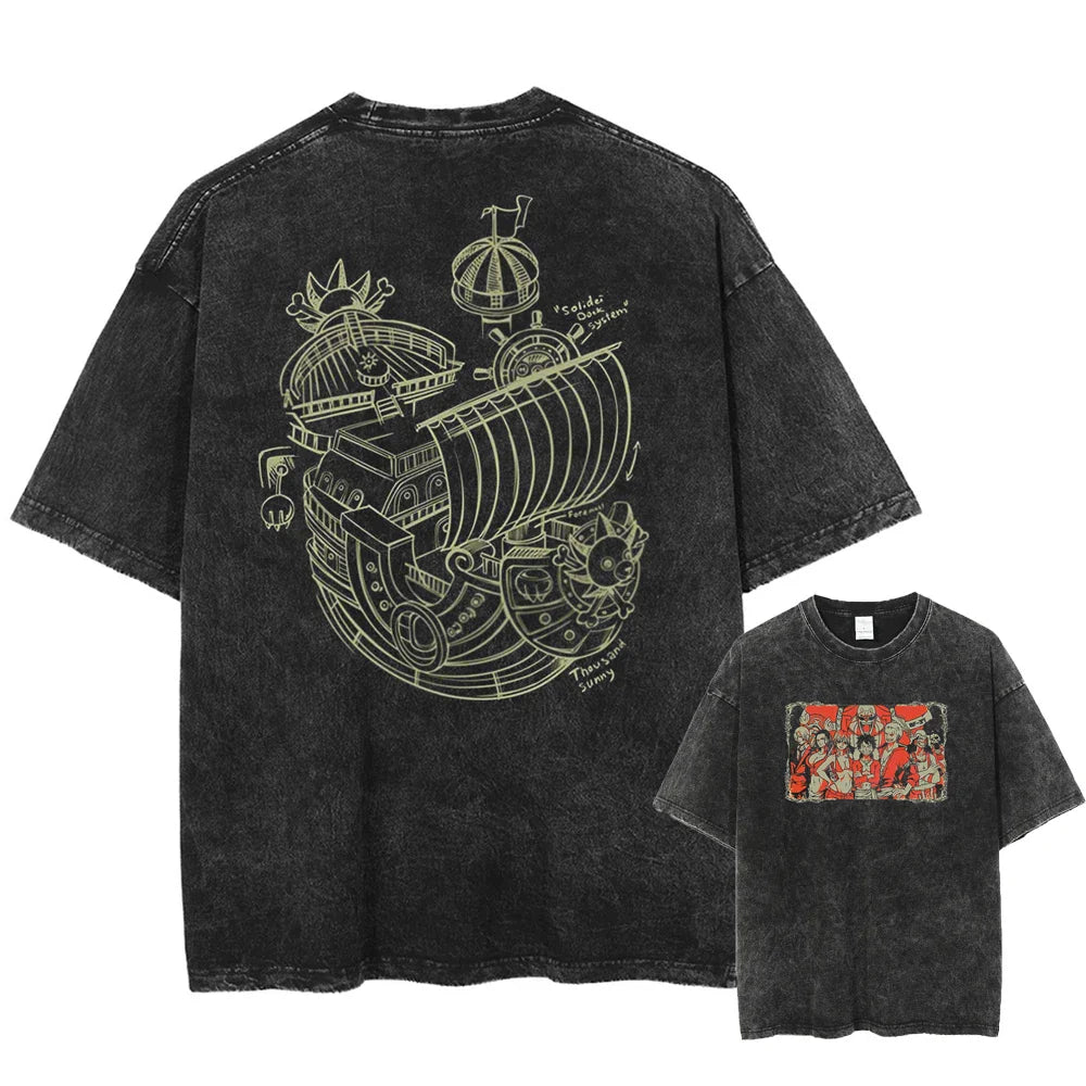 One Piece Straw Hat Crew Legends Oversized Vintage T-Shirt