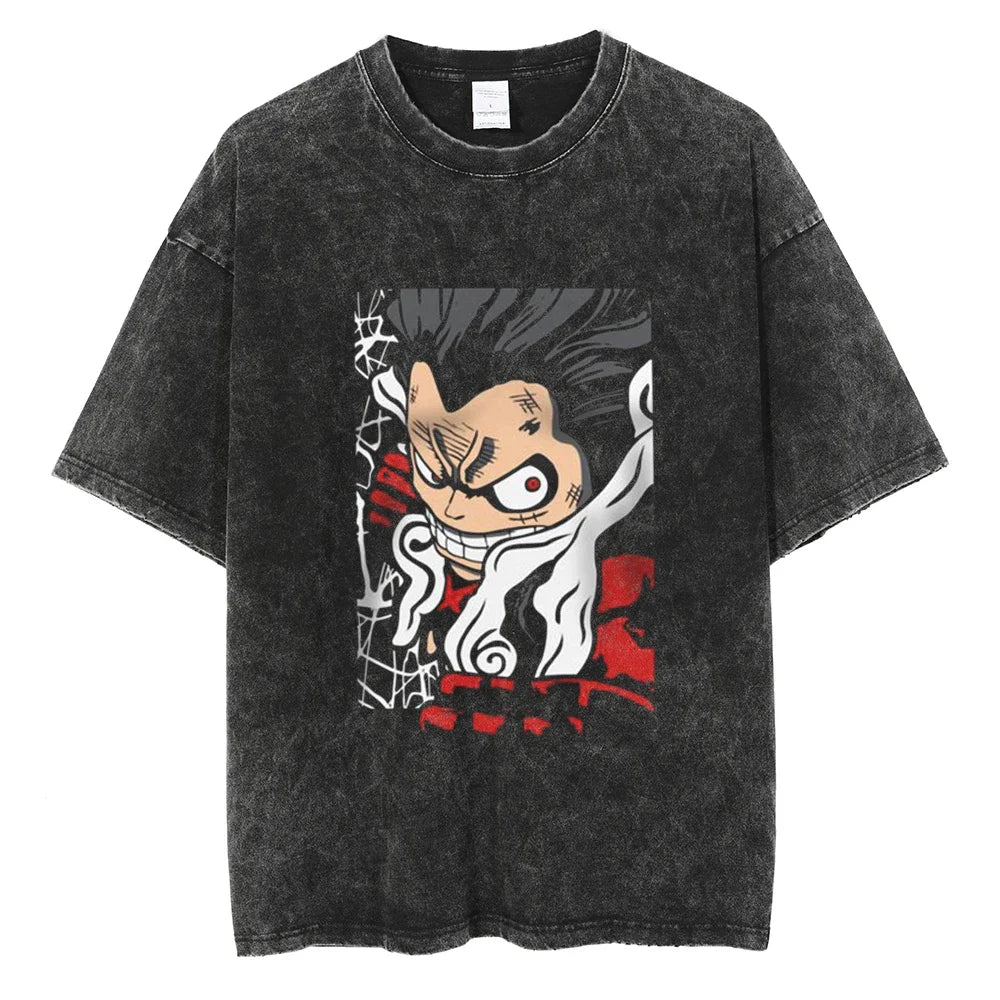 One Piece Luffy Gear 5 Conqueror Graphic Vintage T-Shirt