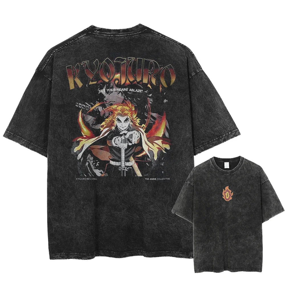 Demon Slayer Rengoku's Flame Oversized Vintage T-Shirt