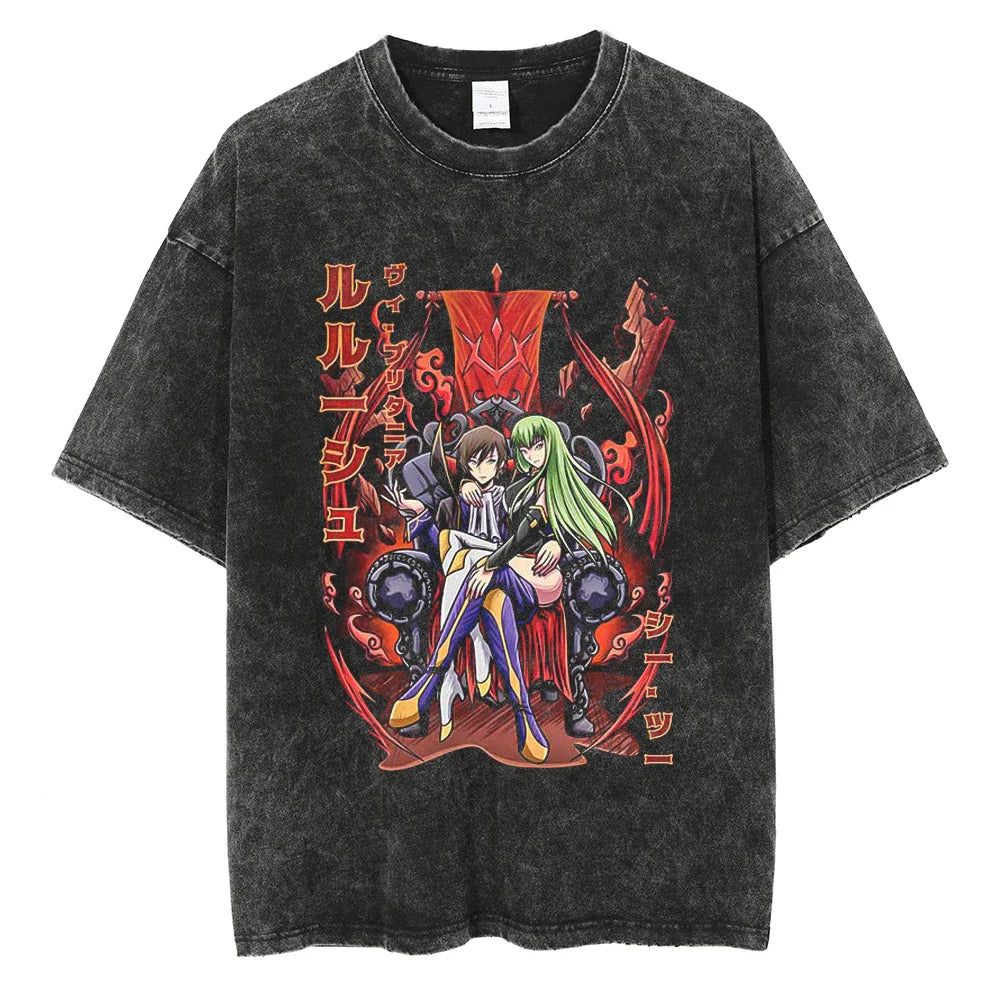Code Geass Lelouch & C.C. Rebellion’s Heart Oversized Vintage T-Shirt