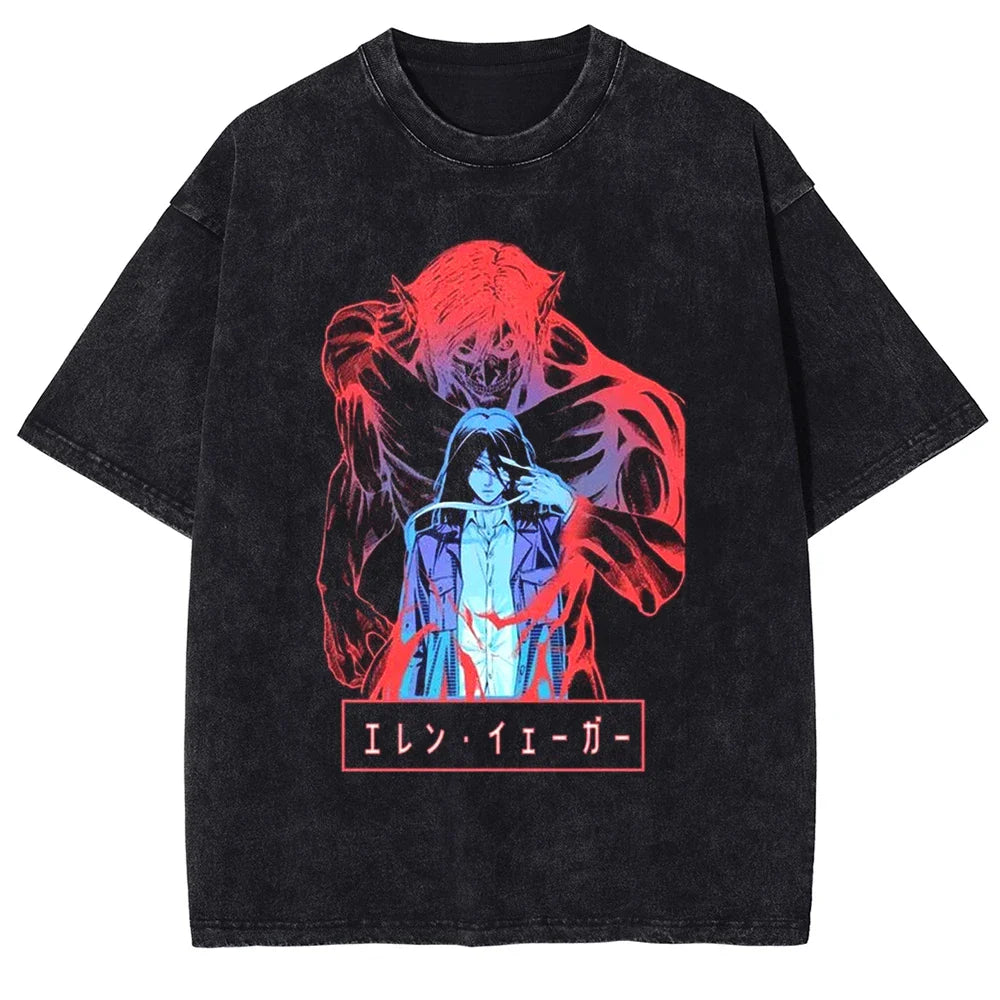 Attack on Titan Blue Eren Oversized Vintage Shirt