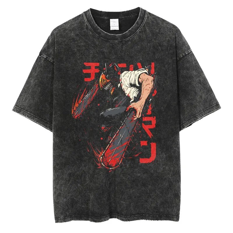 Chainsaw Man Bloodied Chains Vintage T-Shirt
