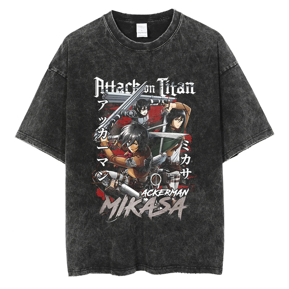 Attack on Titan Mikasa's Strength Oversized Vintage T-Shirt