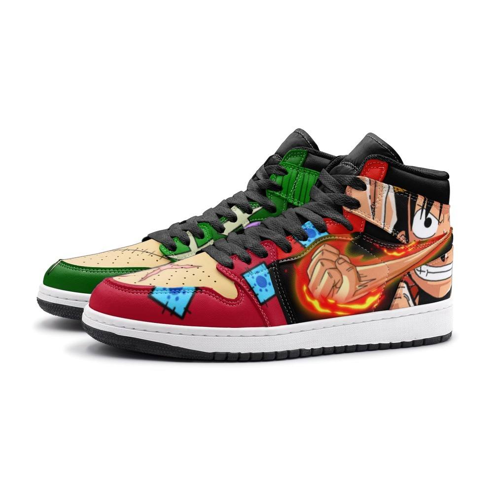Zoro And Luffy One Piece Air Jordan 1 High Top Shoes
